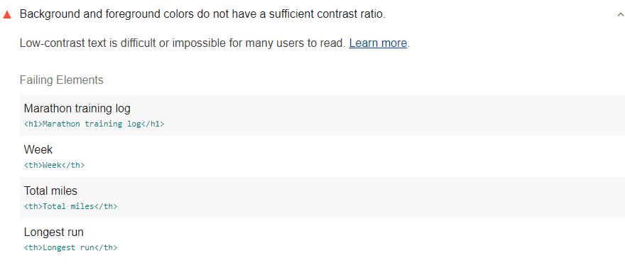 Accessibility error report generated by Lighthouse Accessibility error report generated by Lighthouse