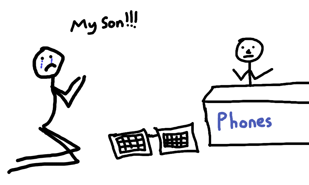 Man begs for his son's life. Phone repair shop is confused.
